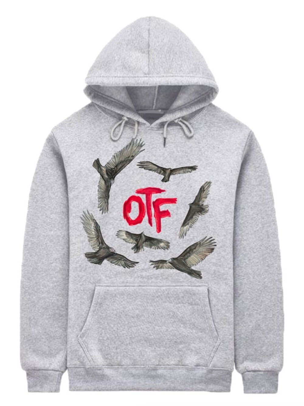 Lil Durk OTF Only The Family Birds Graphic Hoodie Gray Small